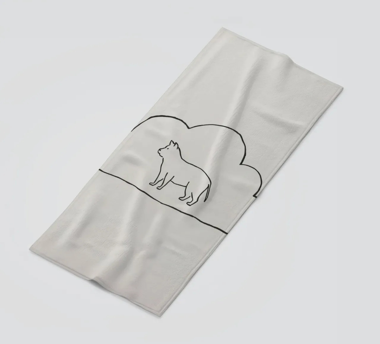 Sagoma di gatto in piedi all'interno di un semplice profilo di nuvola telo mare da DesignDoodle