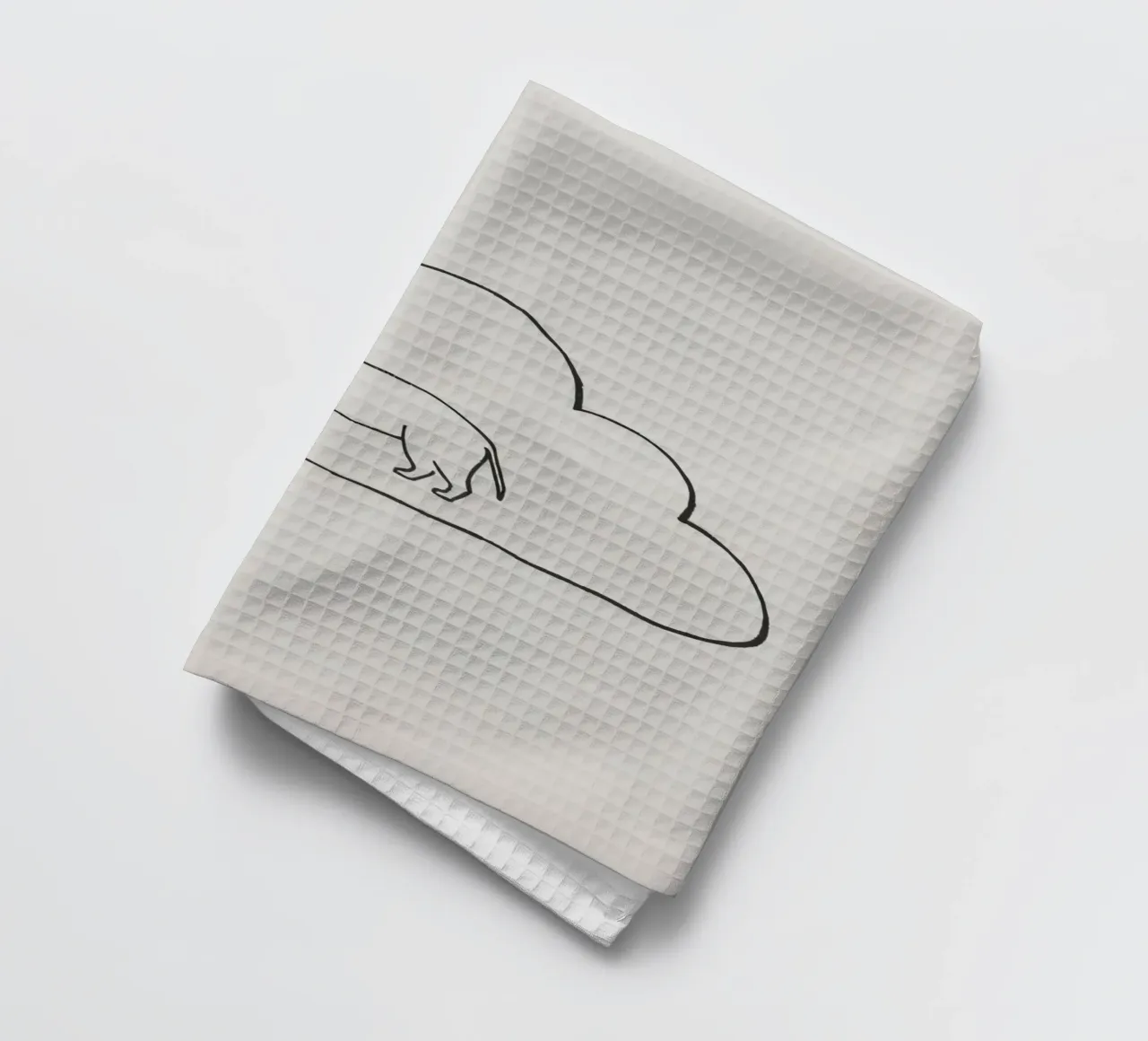 Silhouette de chat debout à l'intérieur d'un nuage simple torchon de DesignDoodle