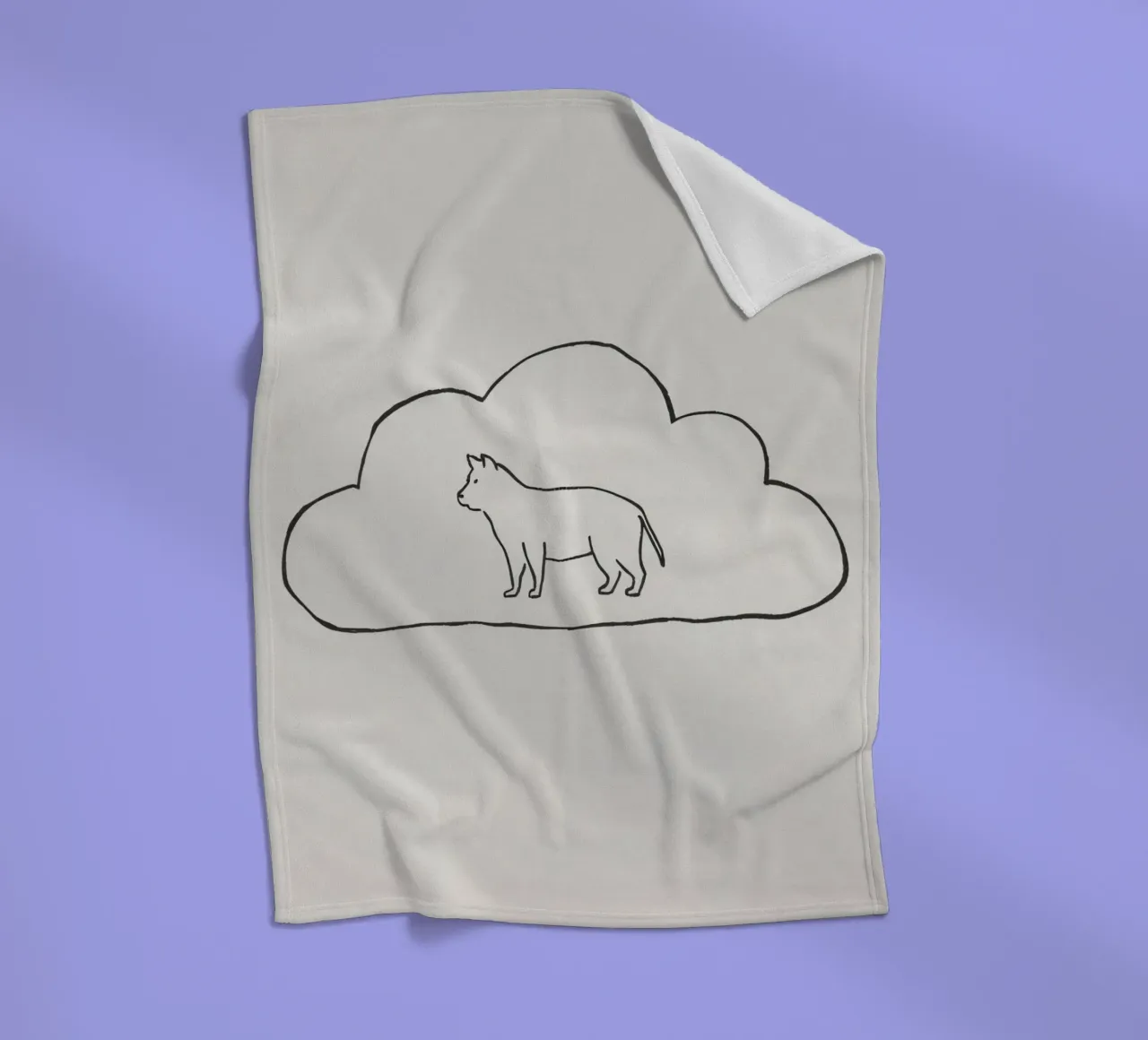 Sagoma di gatto in piedi all'interno di un semplice profilo di nuvola coperta in pile da DesignDoodle