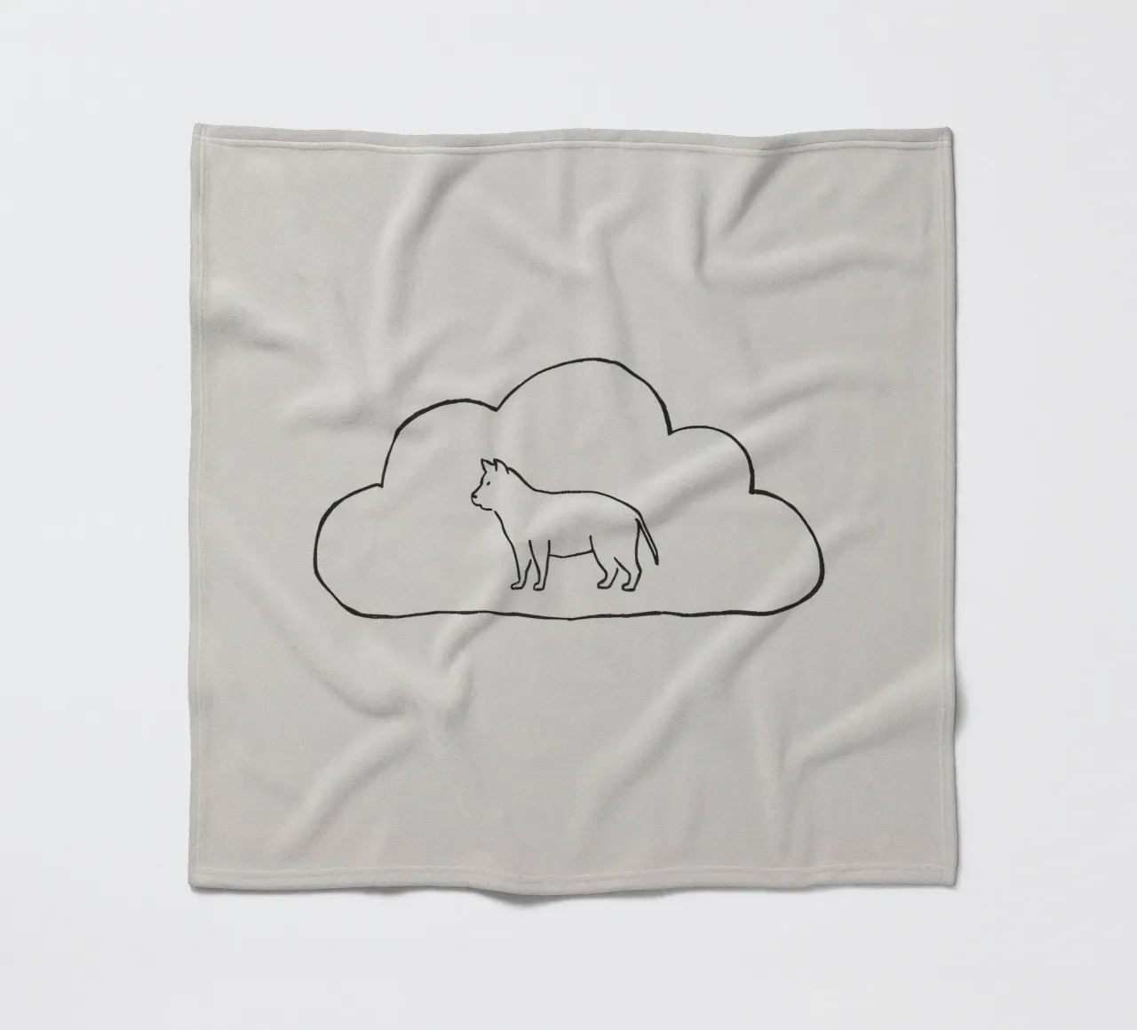 Sagoma di gatto in piedi all'interno di un semplice profilo di nuvola coperta in pile da DesignDoodle