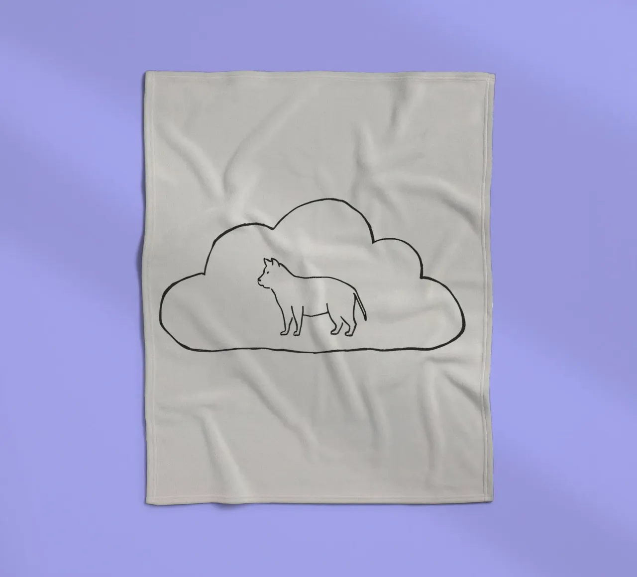 Sagoma di gatto in piedi all'interno di un semplice profilo di nuvola coperta in pile da DesignDoodle