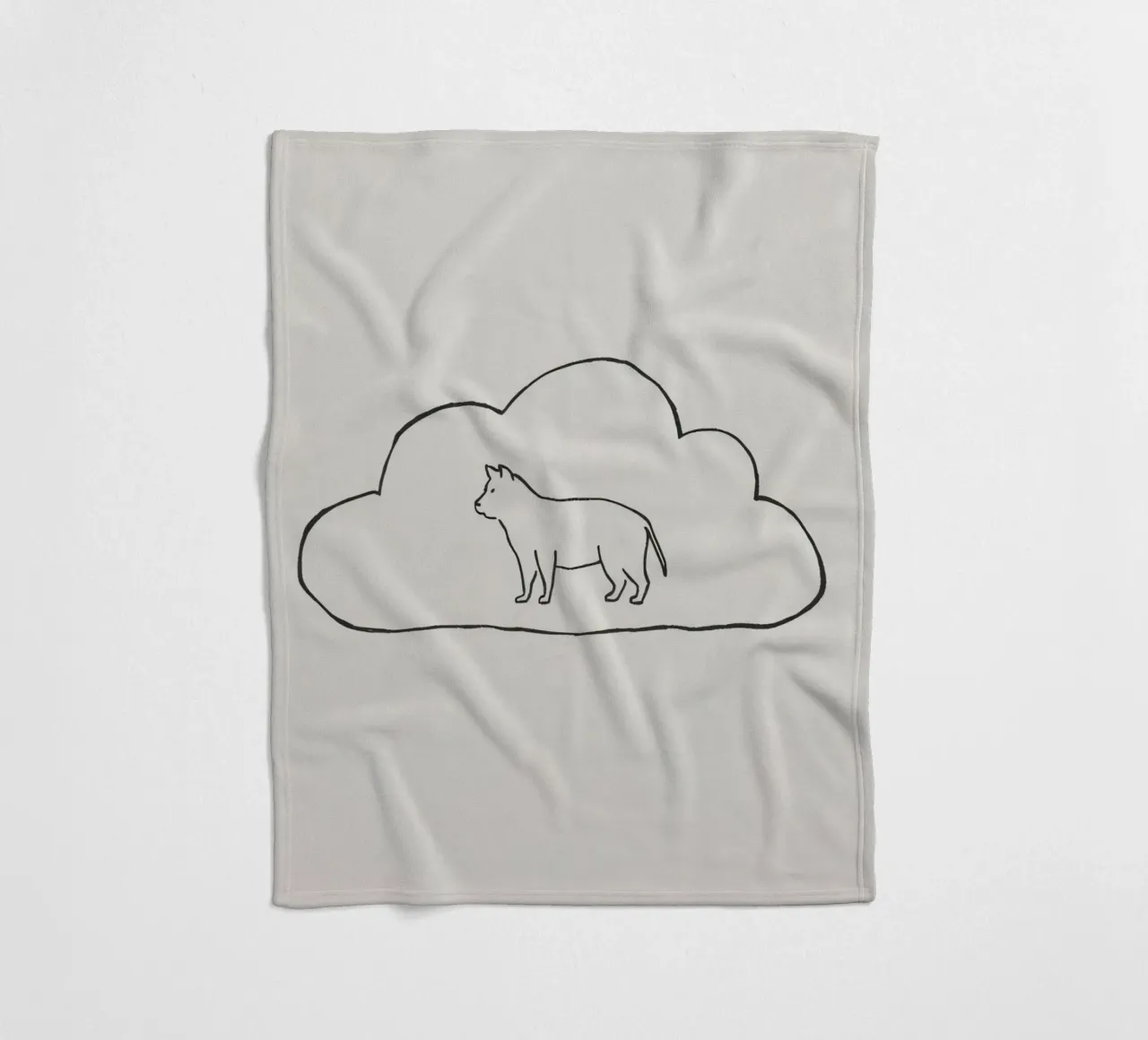 Sagoma di gatto in piedi all'interno di un semplice profilo di nuvola coperta in pile da DesignDoodle