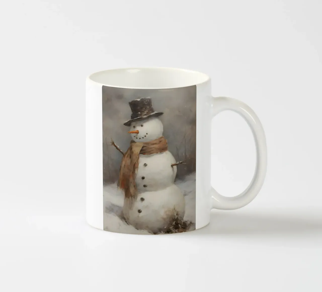 Pupazzo di neve classico - Arte rustica del paese delle meraviglie invernale tazza in ceramica da ClubArt