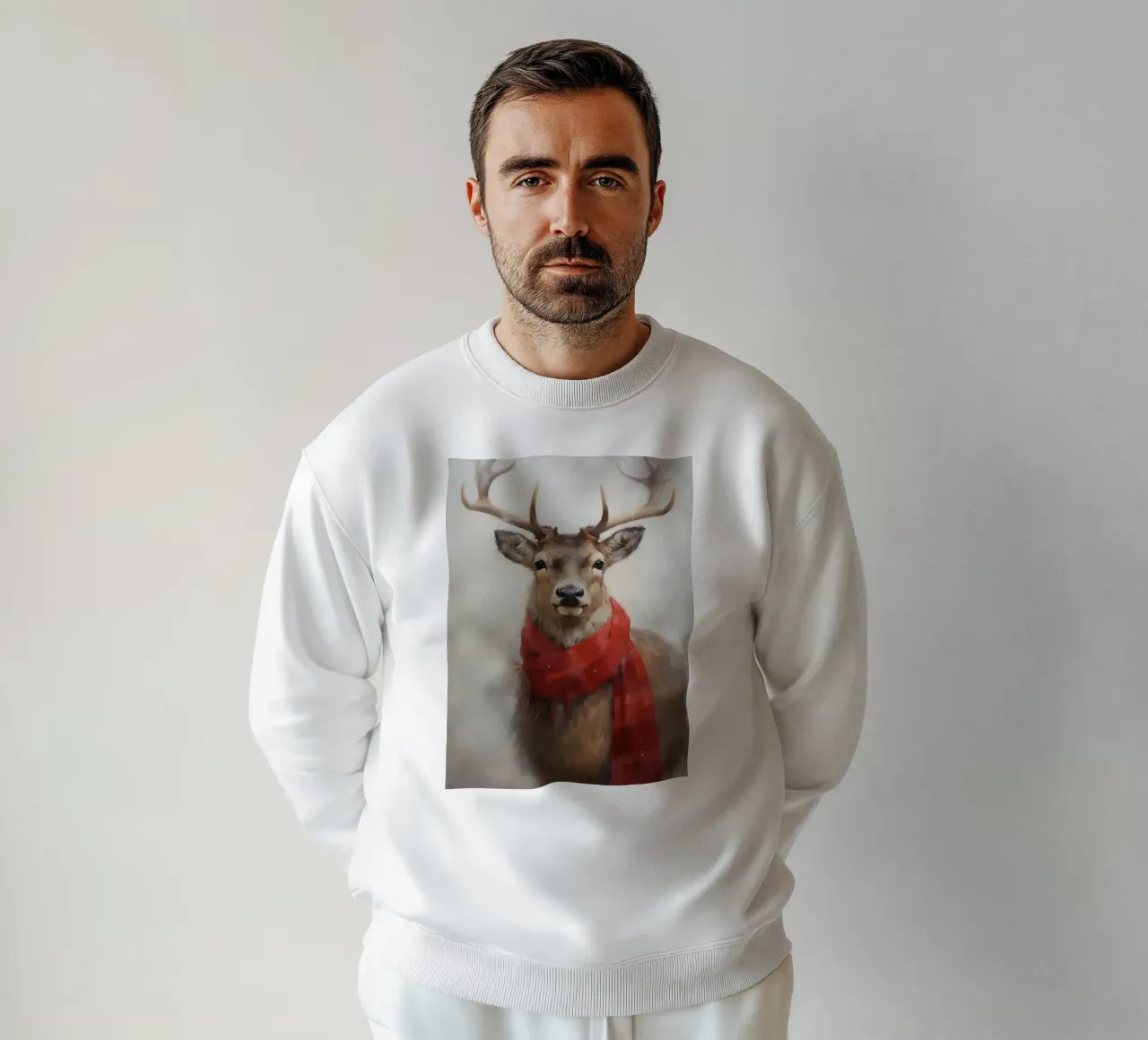 Feestelijk Rood Sjaal Hert - Grillige Winterhertenkunst sweatshirt van ClubArt