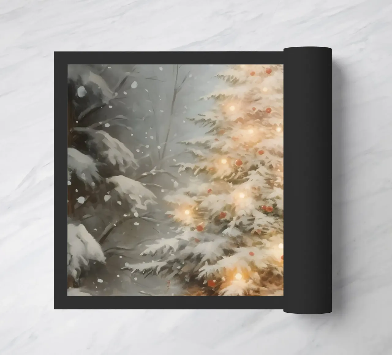 Enchanted Snowy Christmas Tree - Glowing Winter Art doormat by ClubArt