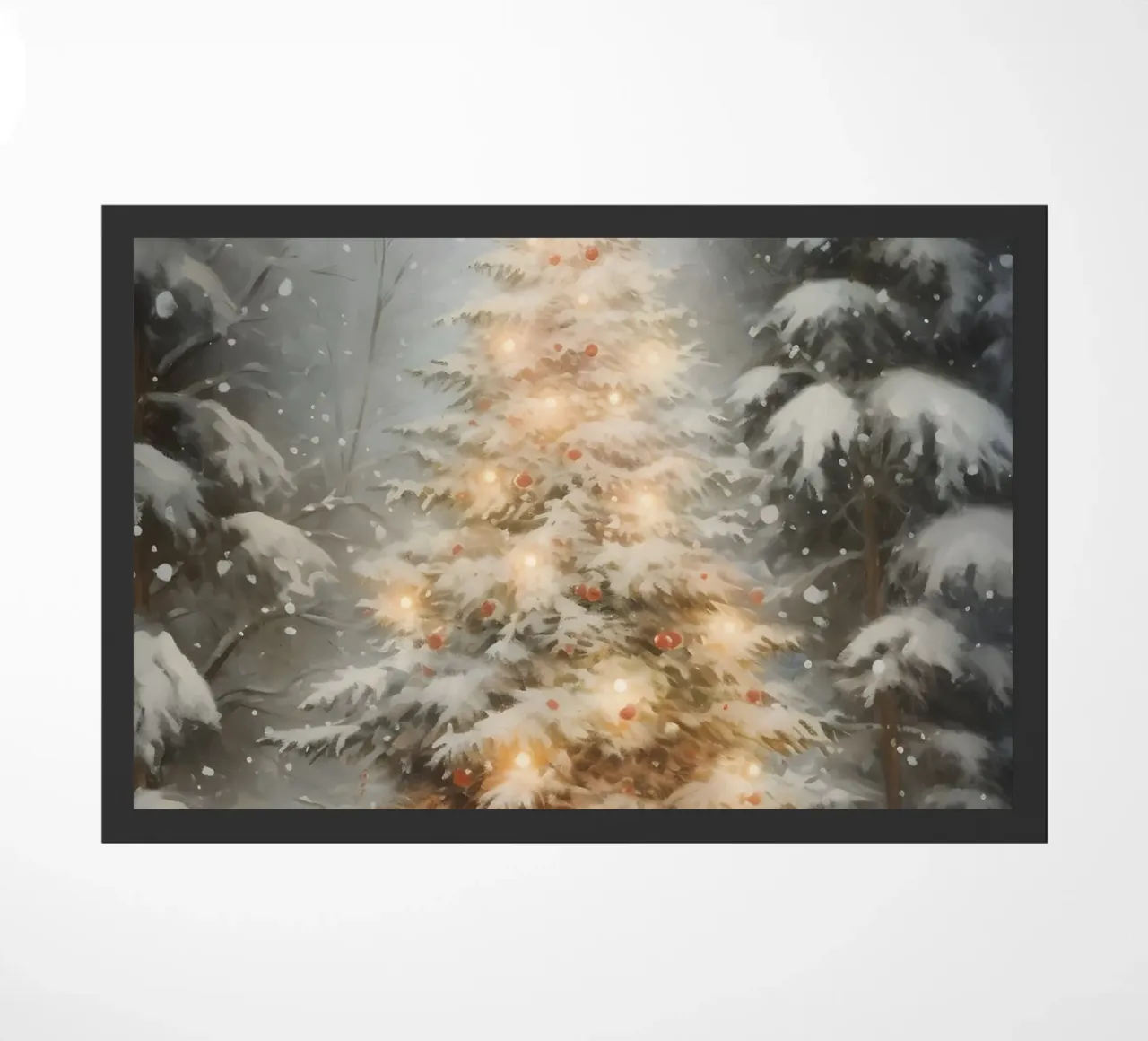 Enchanted Snowy Christmas Tree - Glowing Winter Art doormat by ClubArt