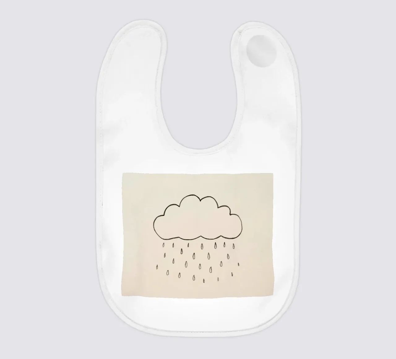 Semplice schizzo di una nuvola con gocce di pioggia che illustra una giornata di pioggia bavaglino da DesignDoodle