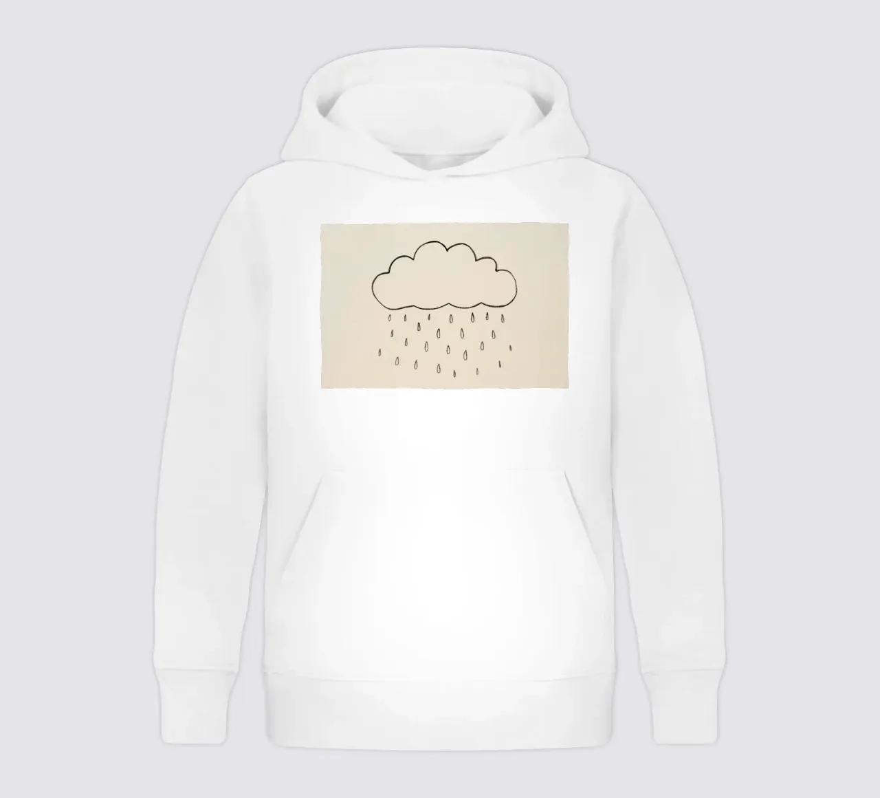 Semplice schizzo di una nuvola con gocce di pioggia che illustra una giornata di pioggia felpa bambino con cappuccio da DesignDoodle
