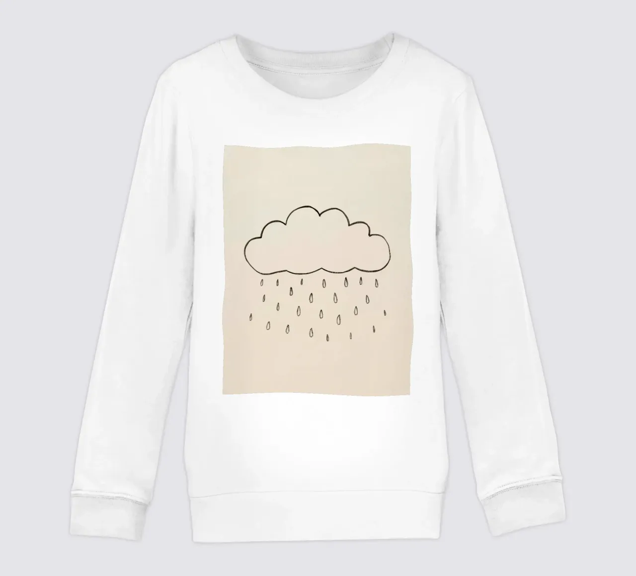 Semplice schizzo di una nuvola con gocce di pioggia che illustra una giornata di pioggia felpa bambino da DesignDoodle