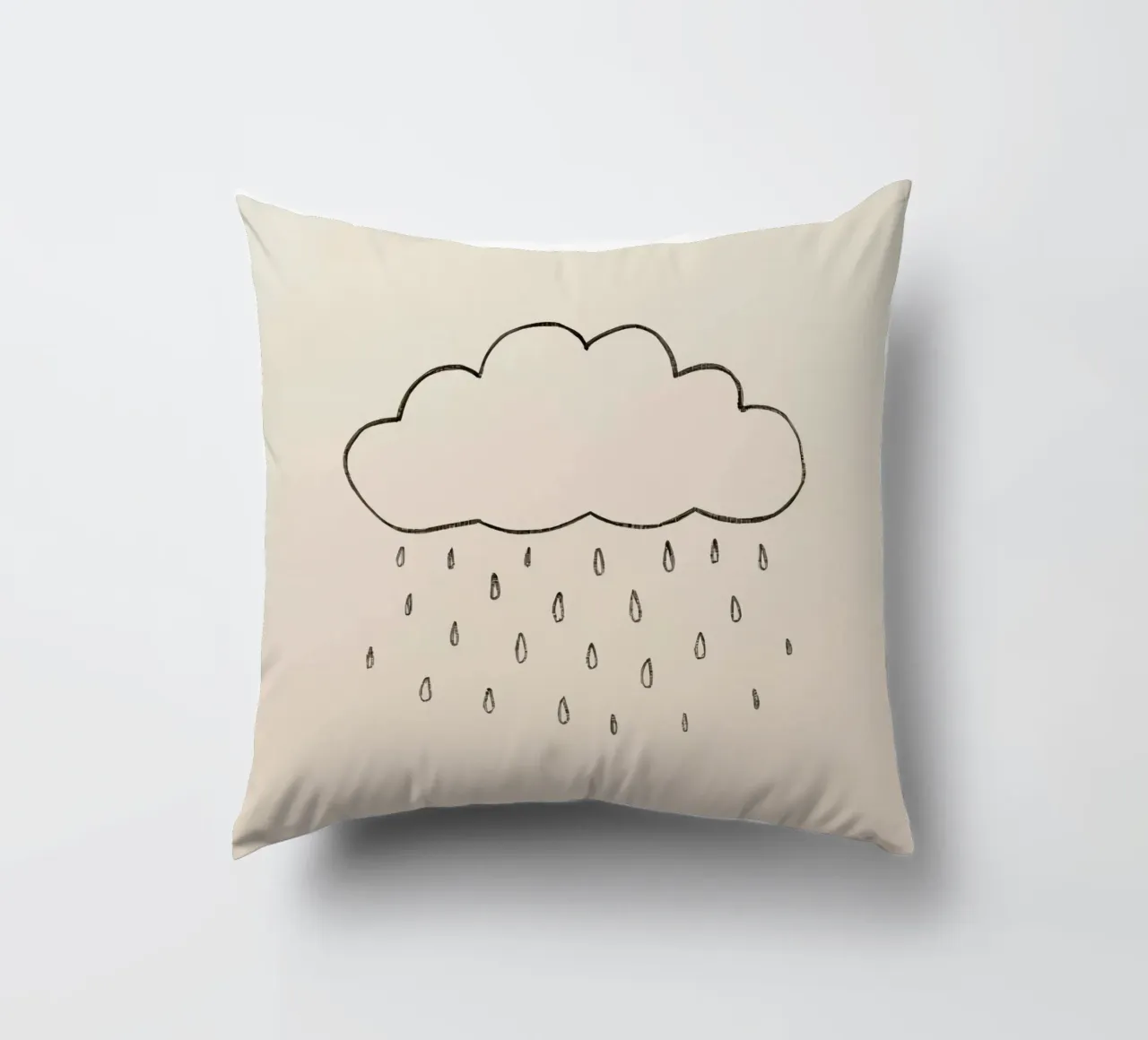 Semplice schizzo di una nuvola con gocce di pioggia che illustra una giornata di pioggia cuscino da DesignDoodle