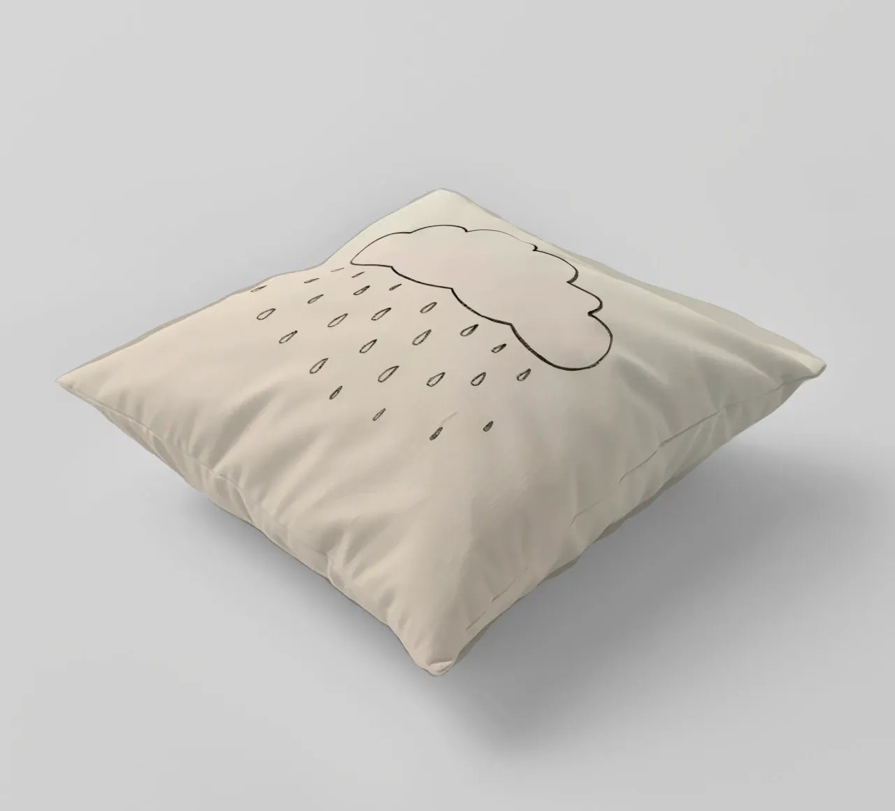 Semplice schizzo di una nuvola con gocce di pioggia che illustra una giornata di pioggia cuscino da DesignDoodle