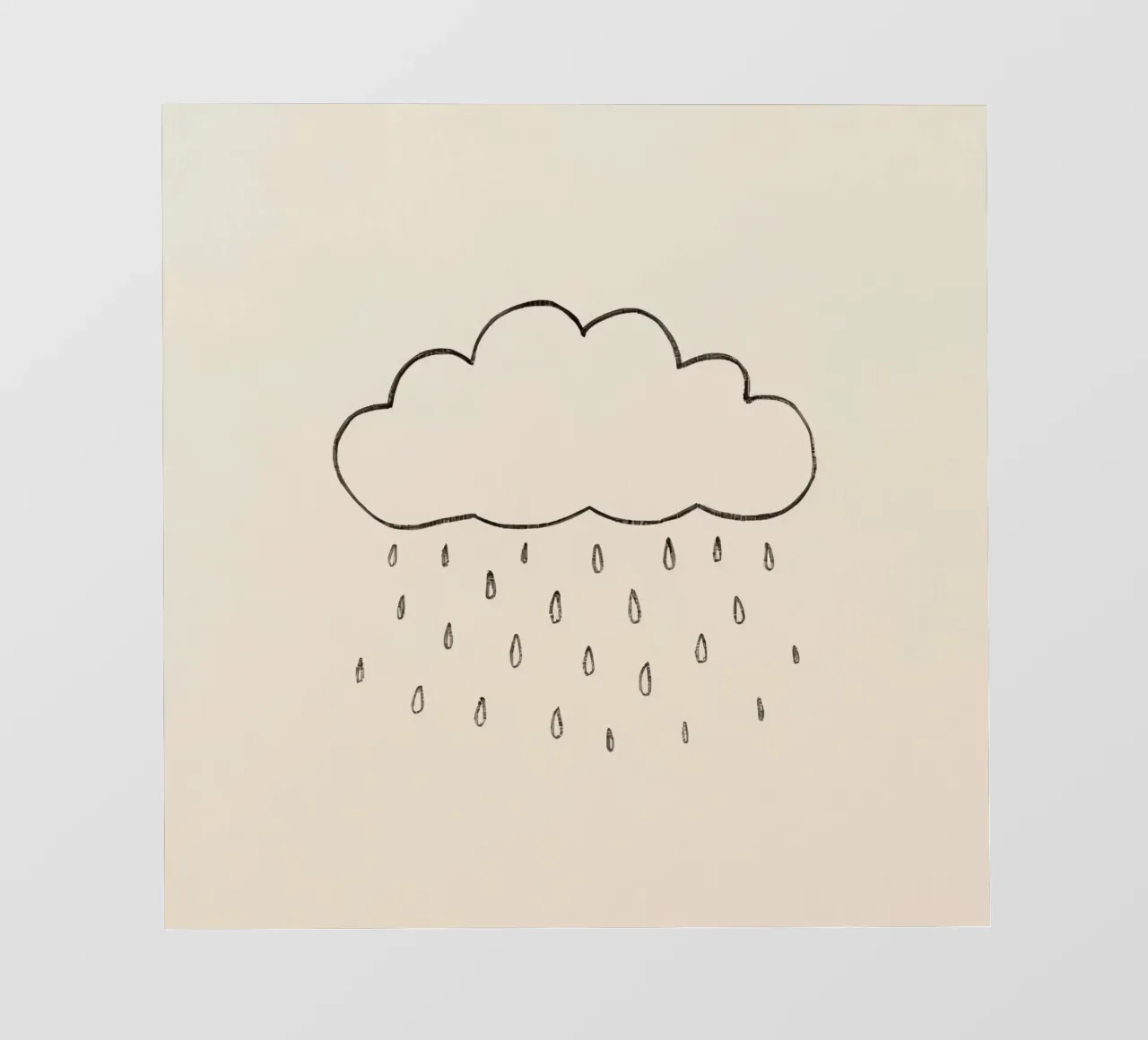 Semplice schizzo di una nuvola con gocce di pioggia che illustra una giornata di pioggia telo in pvc da DesignDoodle