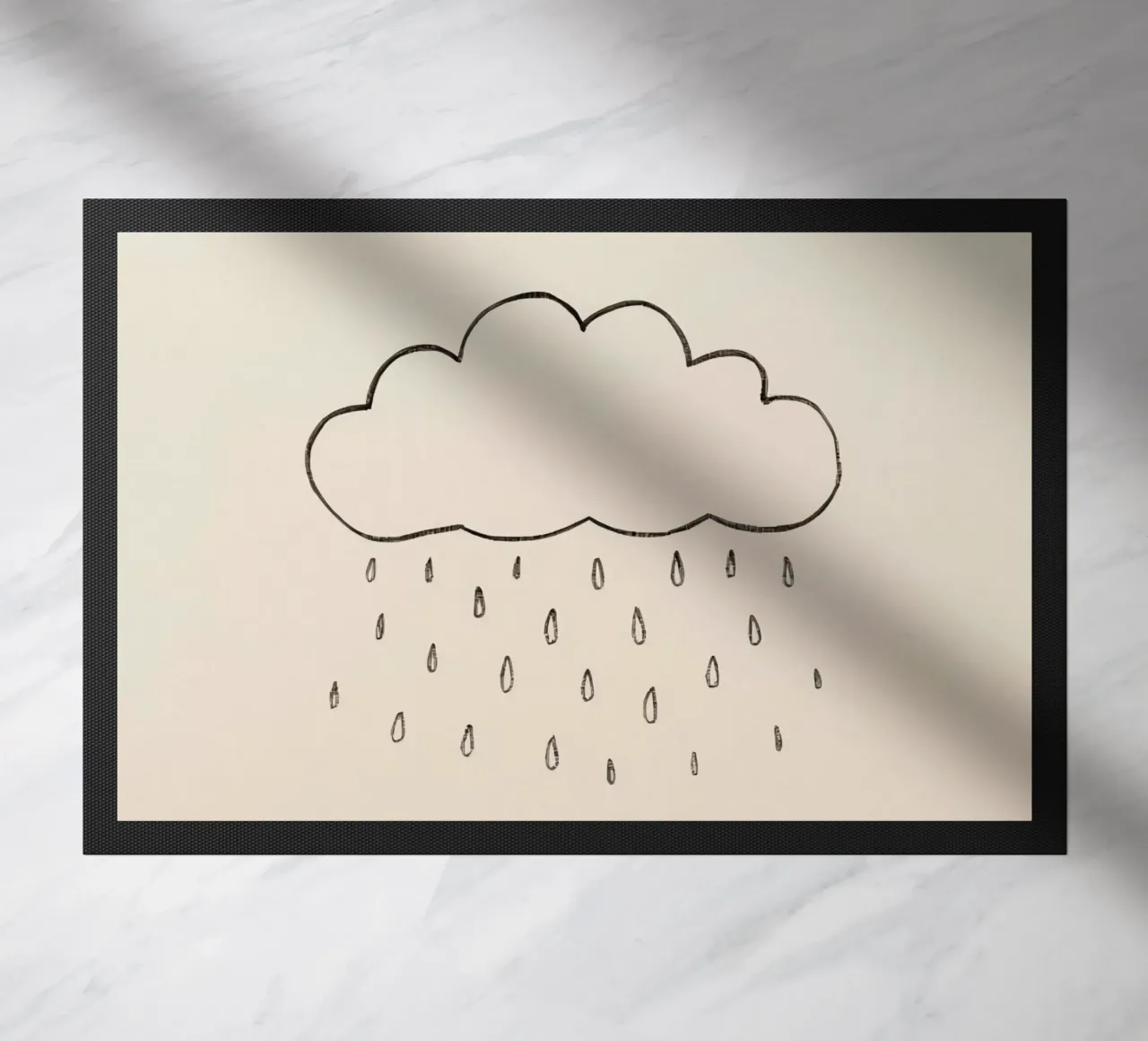Semplice schizzo di una nuvola con gocce di pioggia che illustra una giornata di pioggia zerbino da DesignDoodle