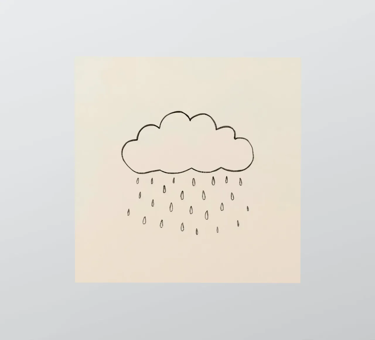 Croquis simple d'un nuage avec des gouttes de pluie illustrant un temps pluvieux. autocollant de DesignDoodle