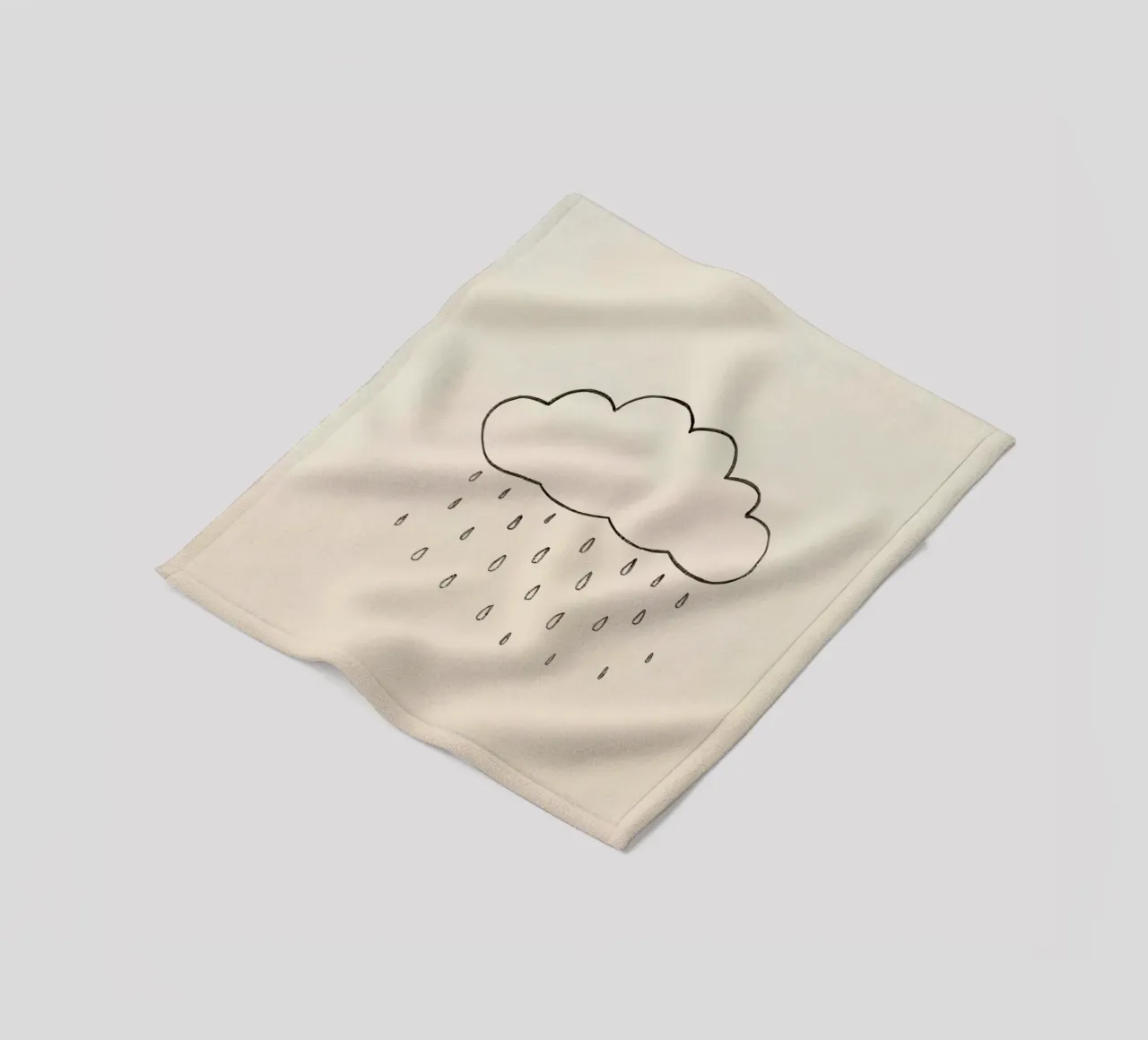 Semplice schizzo di una nuvola con gocce di pioggia che illustra una giornata di pioggia coperta in pile da DesignDoodle