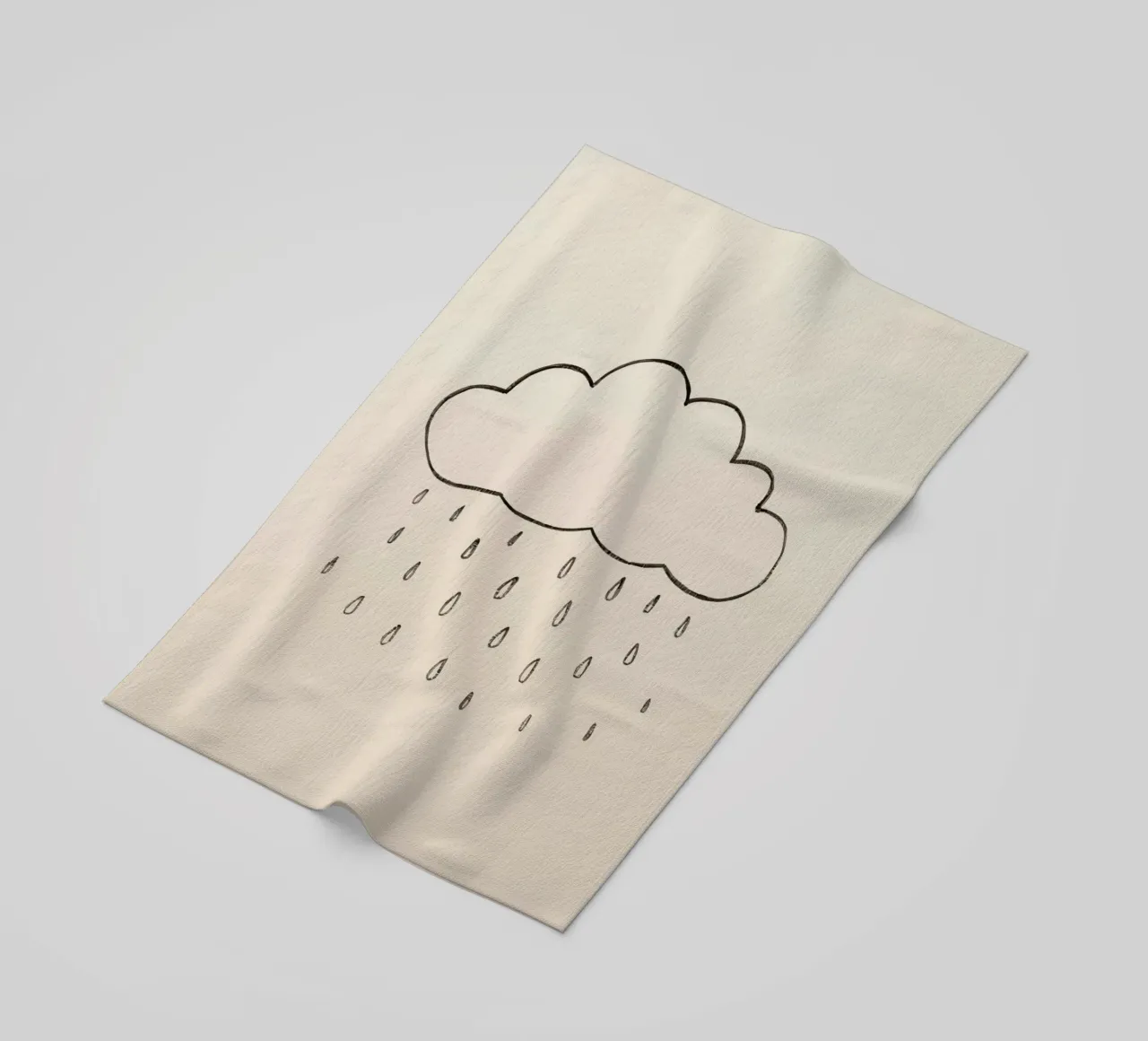 Semplice schizzo di una nuvola con gocce di pioggia che illustra una giornata di pioggia telo mare da DesignDoodle