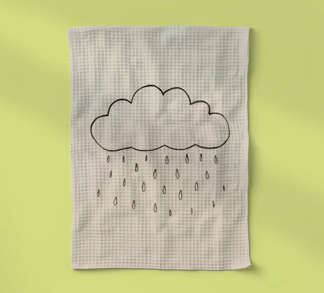 Semplice schizzo di una nuvola con gocce di pioggia che illustra una giornata di pioggia canovaccio da cucina da DesignDoodle