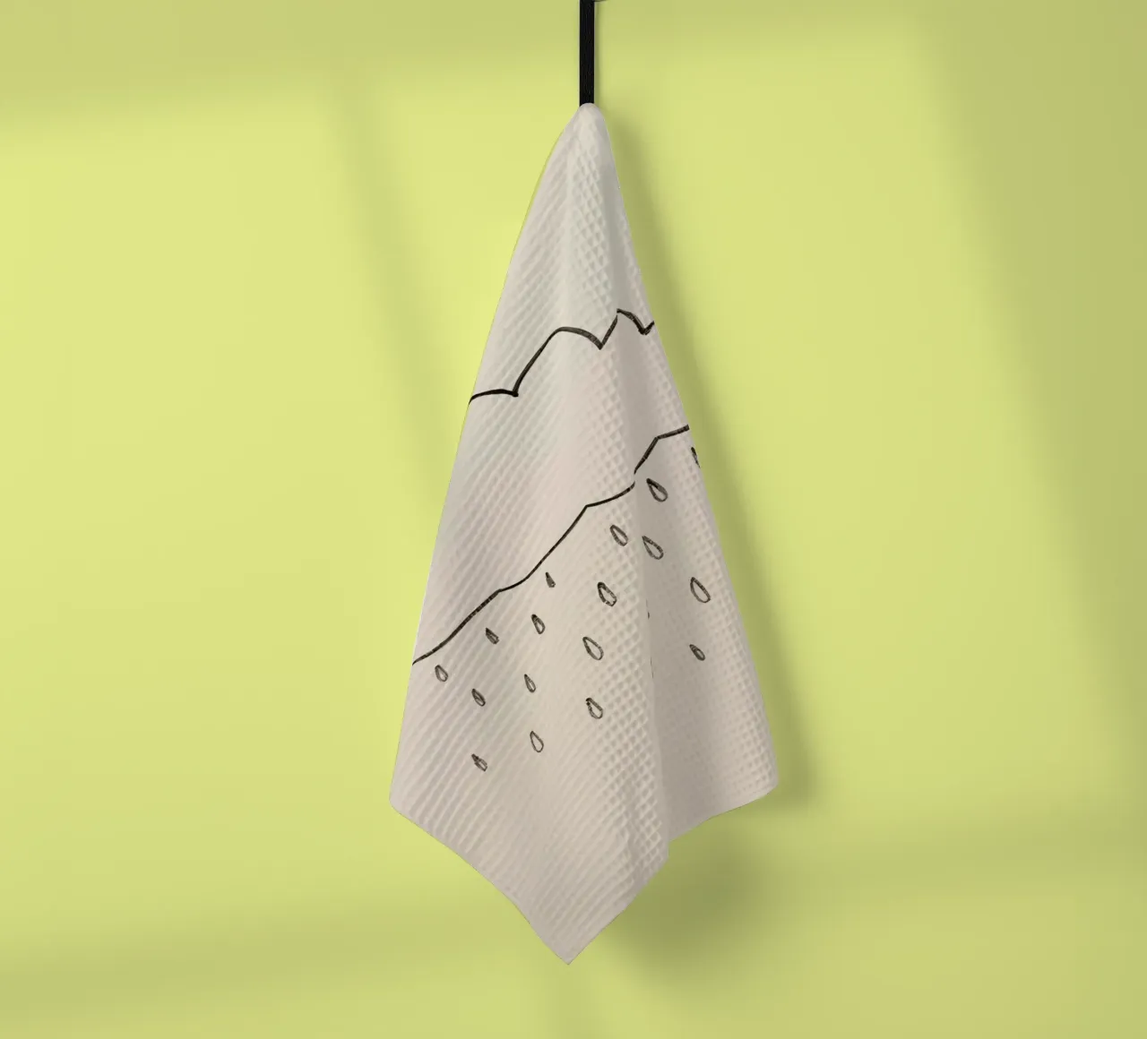 Semplice schizzo di una nuvola con gocce di pioggia che illustra una giornata di pioggia canovaccio da cucina da DesignDoodle