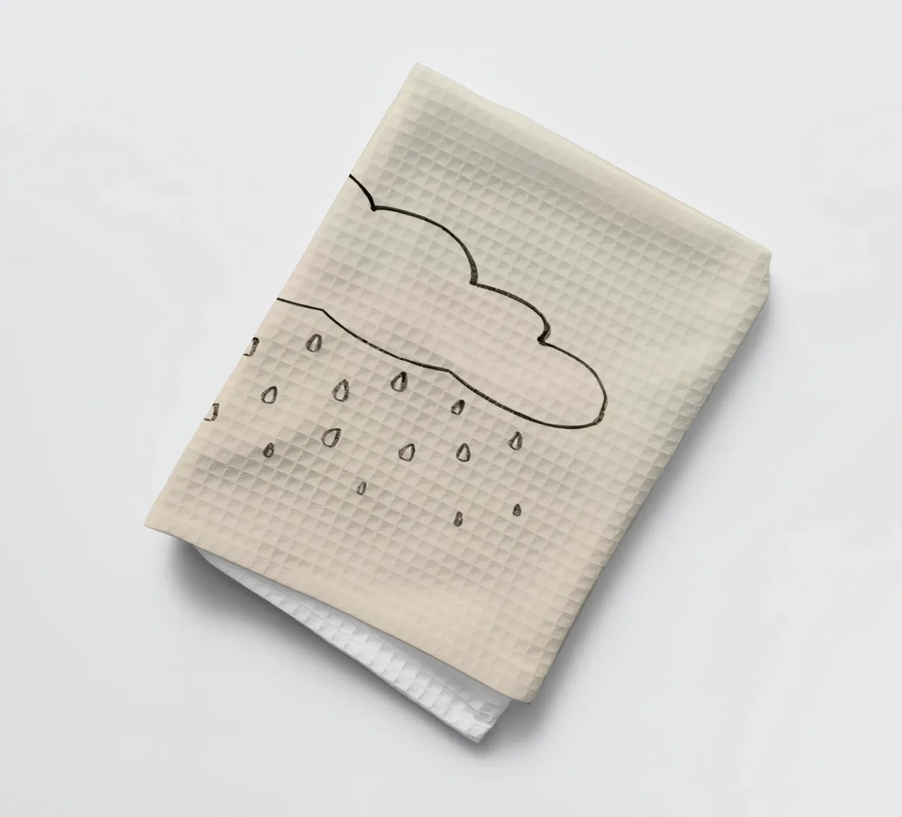 Semplice schizzo di una nuvola con gocce di pioggia che illustra una giornata di pioggia canovaccio da cucina da DesignDoodle