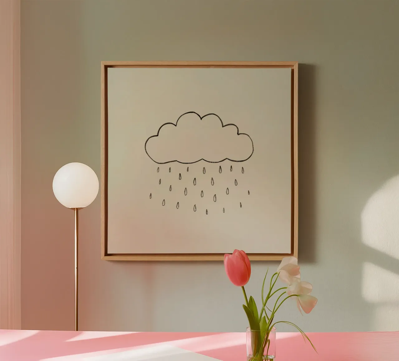 Simple sketch of a cloud with raindrops illustrating a rainy canvas by DesignDoodle