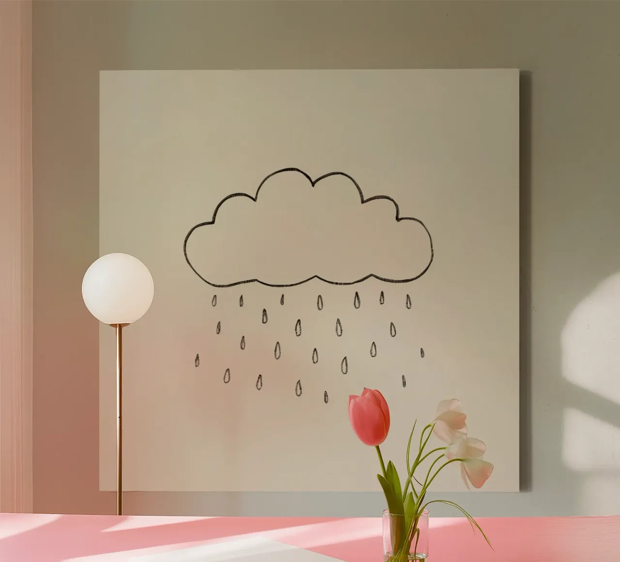 Simple sketch of a cloud with raindrops illustrating a rainy canvas by DesignDoodle