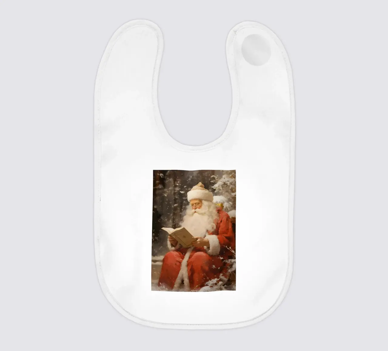 Santa Claus Reading - Cozy Snowy Christmas Art baby bib by ClubArt