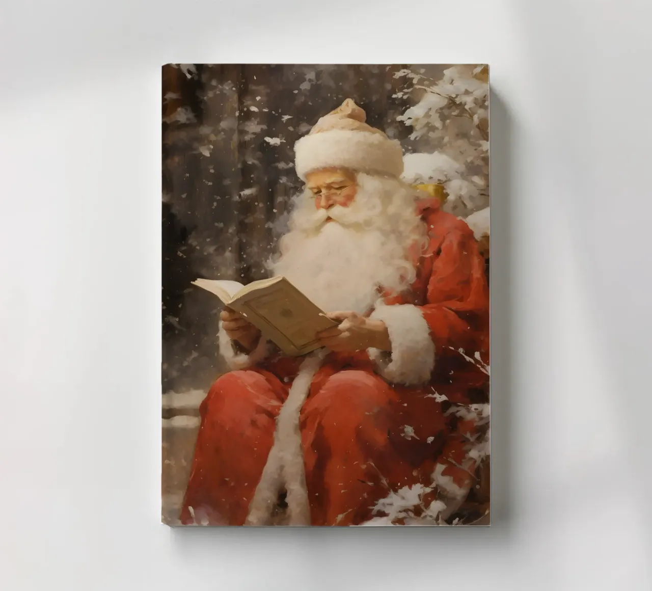 Lecture du Père Noël - Art douillet de Noël enneigé carnet de notes de ClubArt