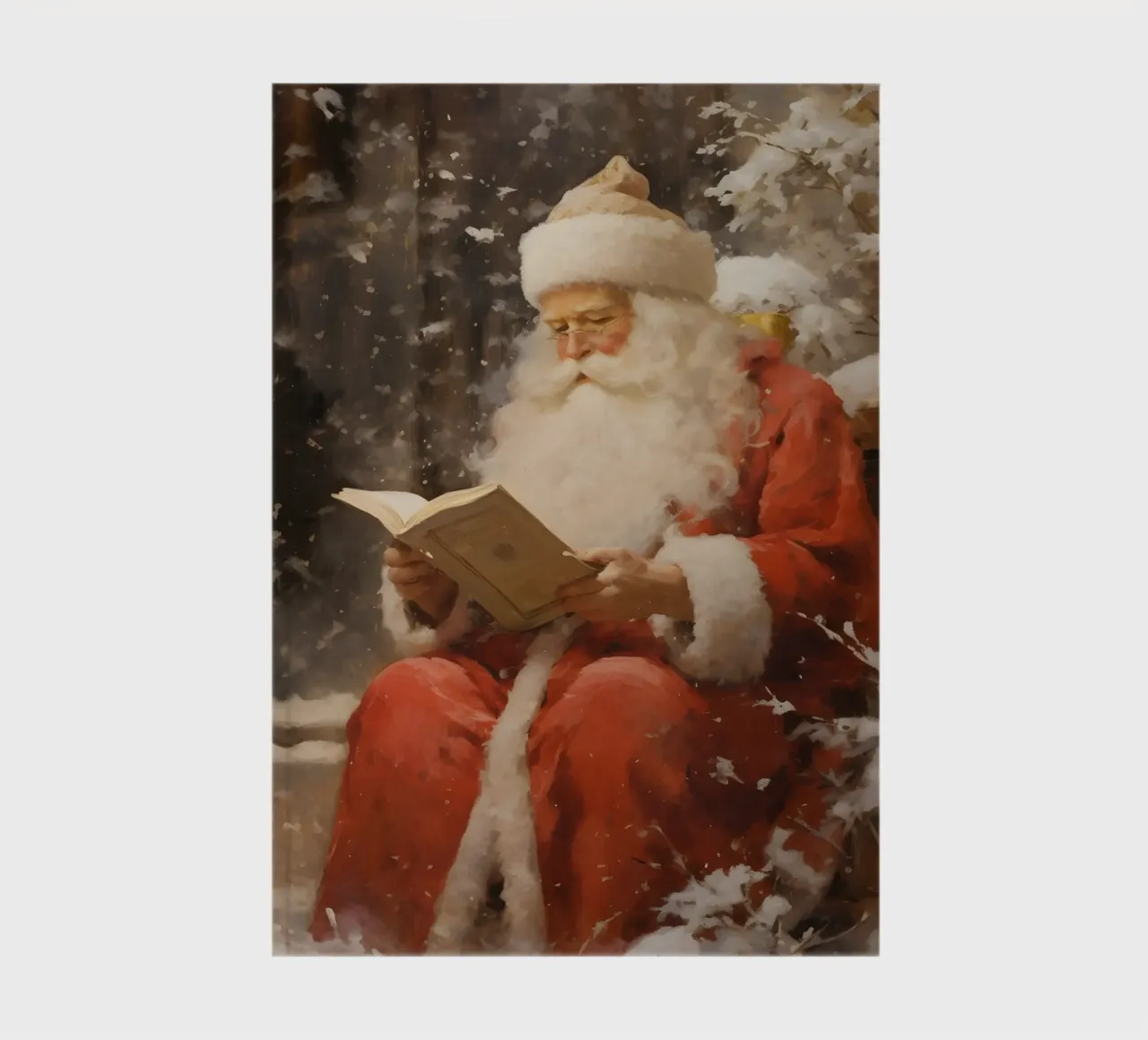 Lecture du Père Noël - Art douillet de Noël enneigé carnet de notes de ClubArt