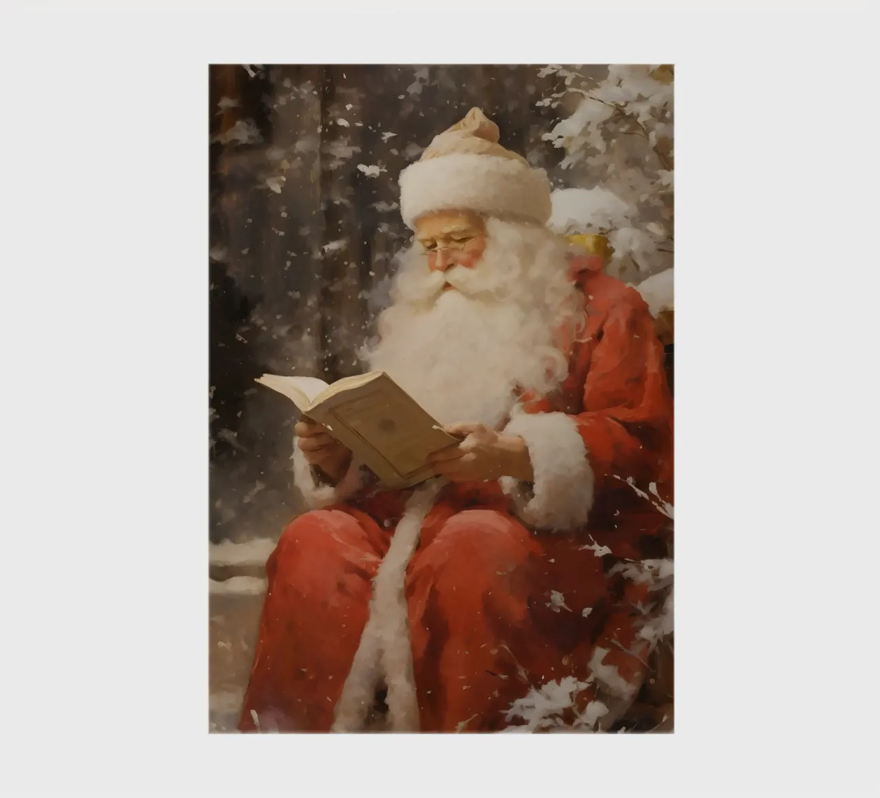 Lecture du Père Noël - Art douillet de Noël enneigé carnet de notes de ClubArt