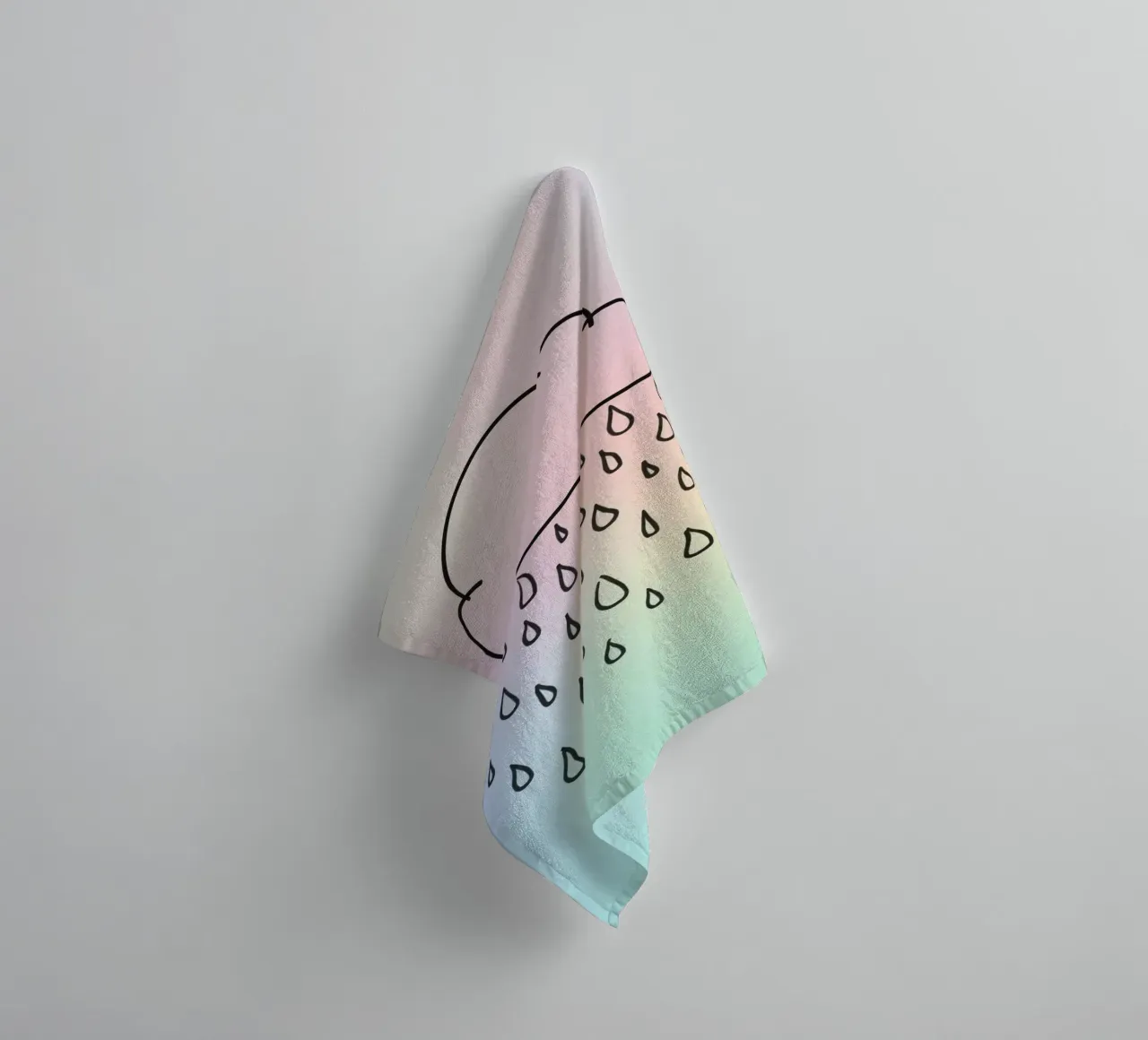 Cloud with rain illustration against a soft background towel by DesignDoodle