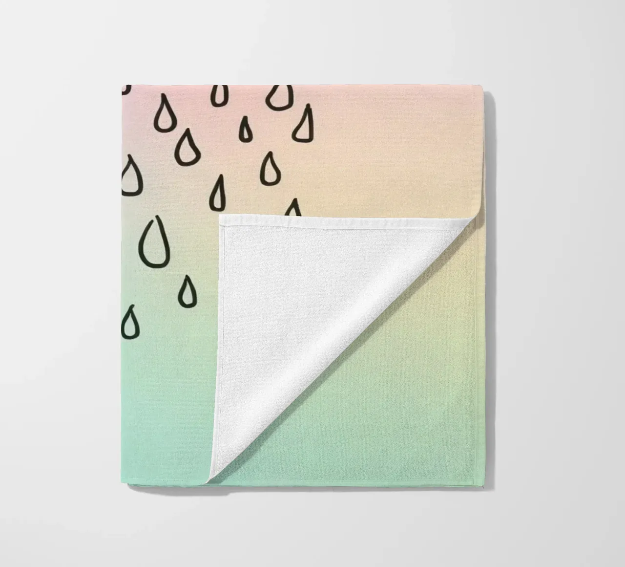 Cloud with rain illustration against a soft background beach towel by DesignDoodle