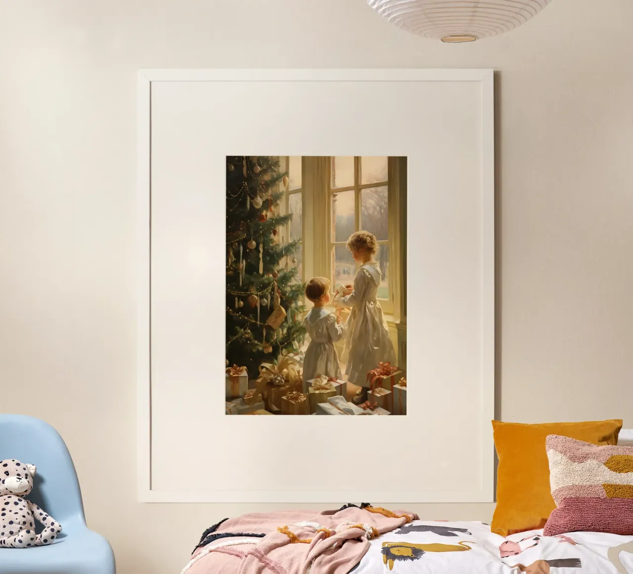 Bambini che decorano l'albero - Meraviglia di Natale classica poster da ClubArt