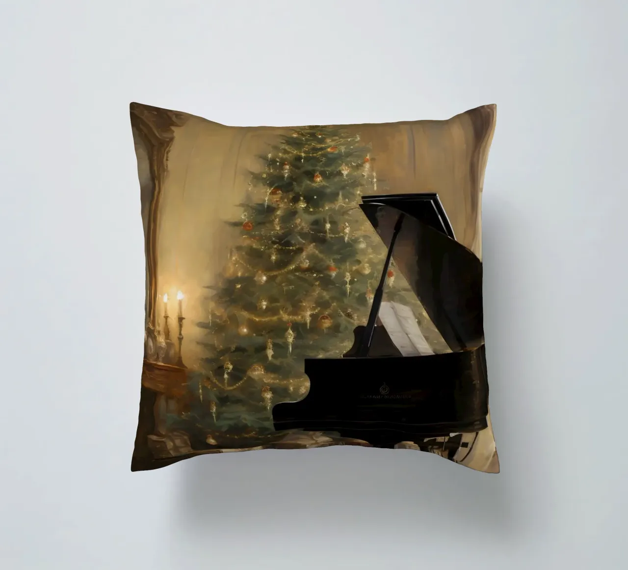 Pianoforte a coda di Natale - Arte d'interni elegante per le vacanze cuscino da ClubArt
