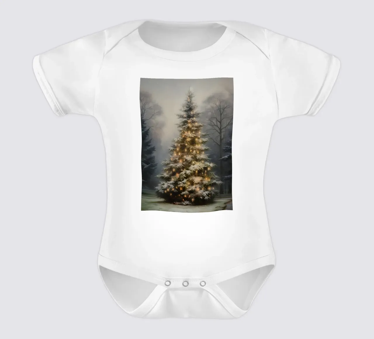 Magico albero di Natale all'aperto - Luci della foresta innevata body neonato maniche corte da ClubArt
