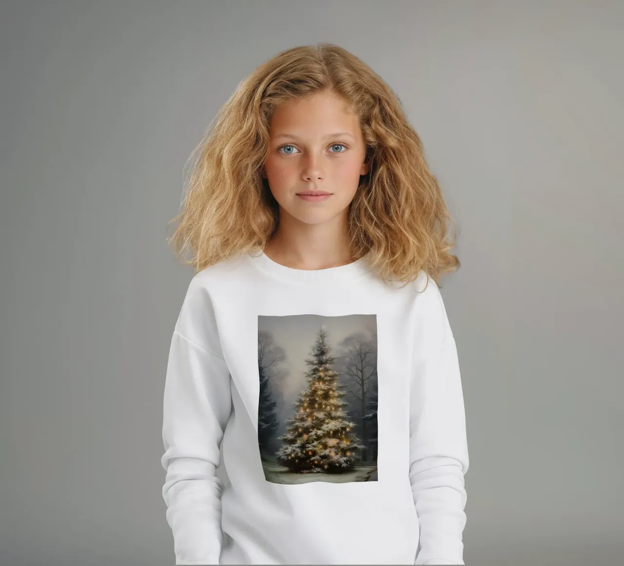 Magico albero di Natale all'aperto - Luci della foresta innevata felpa bambino da ClubArt