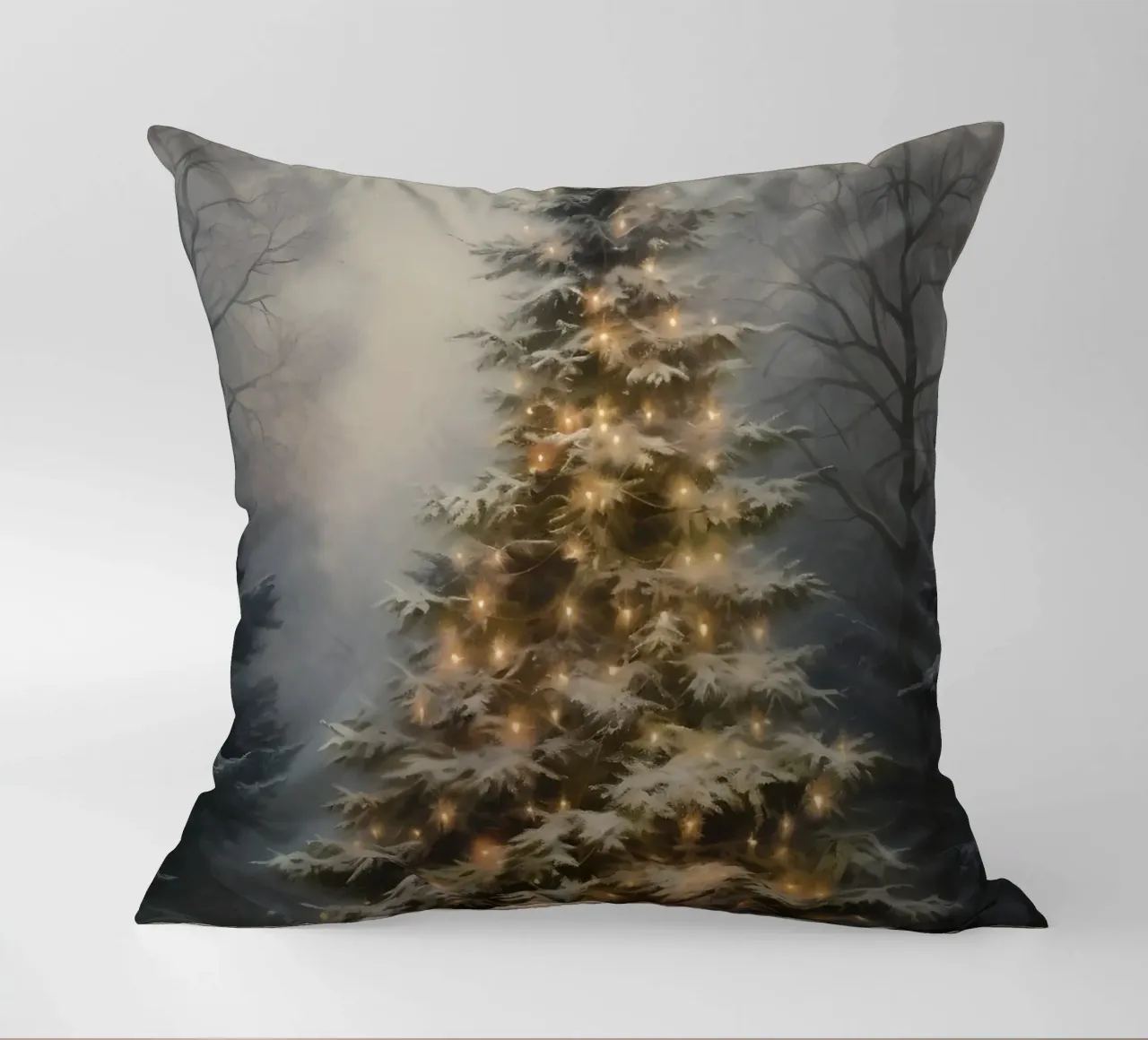 Magico albero di Natale all'aperto - Luci della foresta innevata cuscino da ClubArt