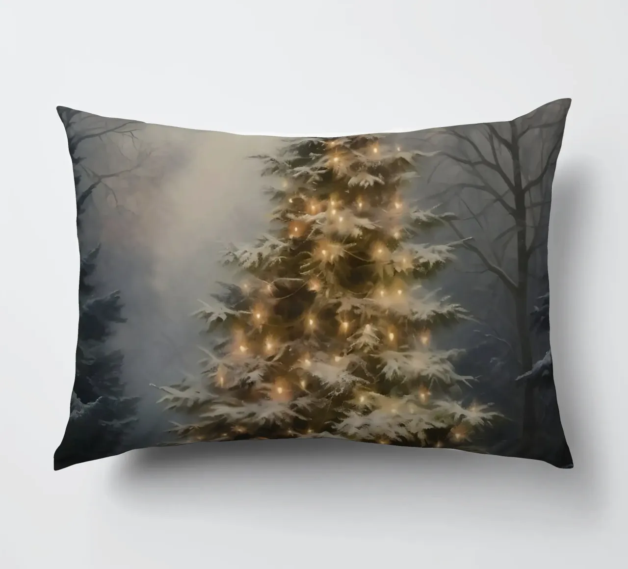 Magico albero di Natale all'aperto - Luci della foresta innevata cuscino da ClubArt