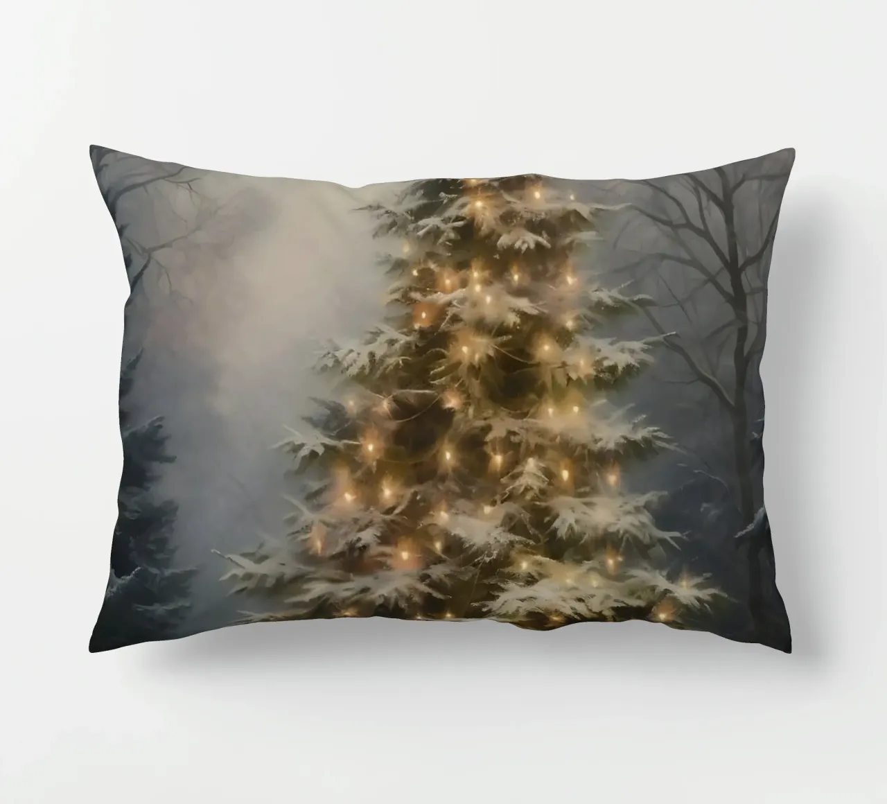 Magico albero di Natale all'aperto - Luci della foresta innevata cuscino da ClubArt