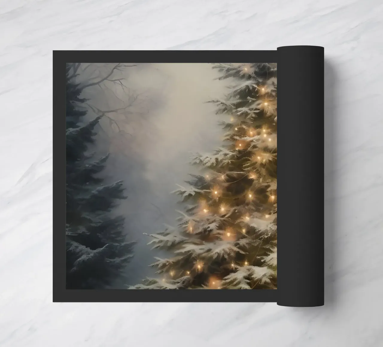 Magico albero di Natale all'aperto - Luci della foresta innevata zerbino da ClubArt