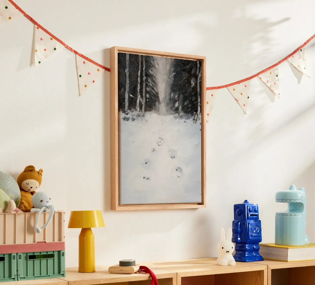 Impronte nella neve - Silent Winter Forest Path Art tela con Cornice a cassetta da ClubArt