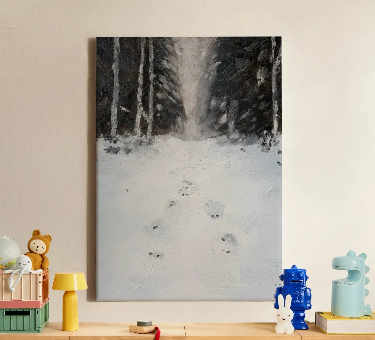 Impronte nella neve - Silent Winter Forest Path Art tela con Cornice a cassetta da ClubArt