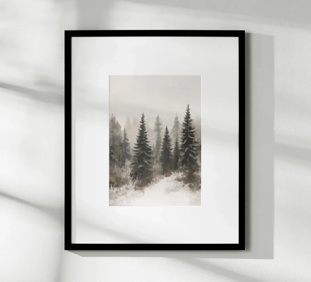 Pineta nebbiosa - Sereno paesaggio invernale nordico poster con telaio in alluminio da ClubArt