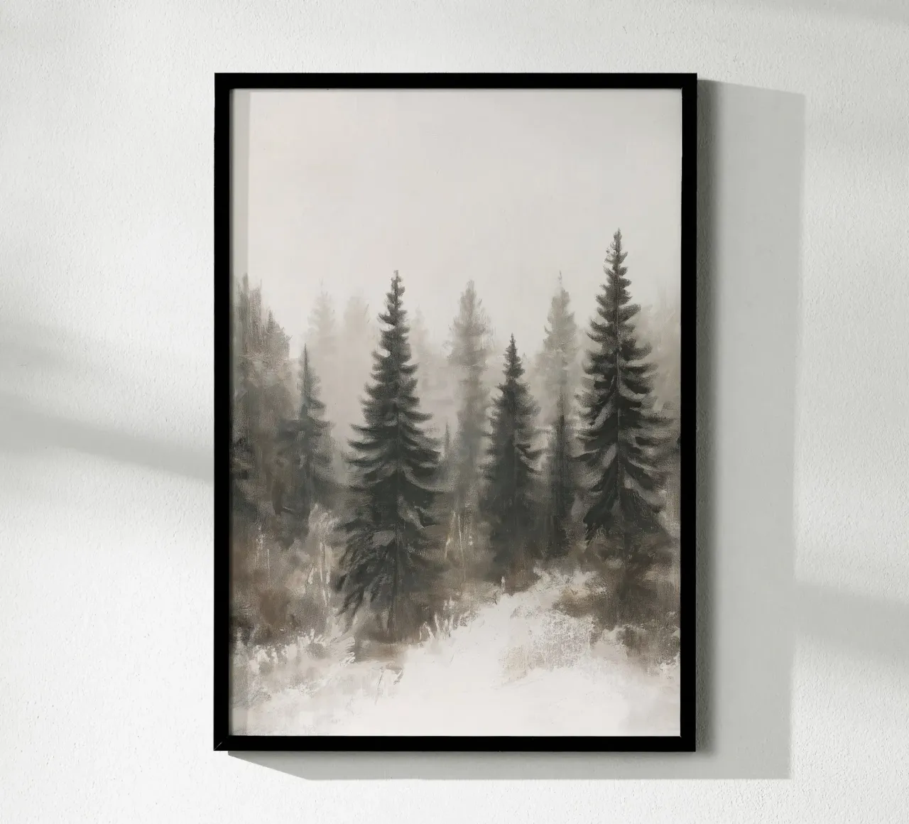 Pineta nebbiosa - Sereno paesaggio invernale nordico poster con telaio in alluminio da ClubArt