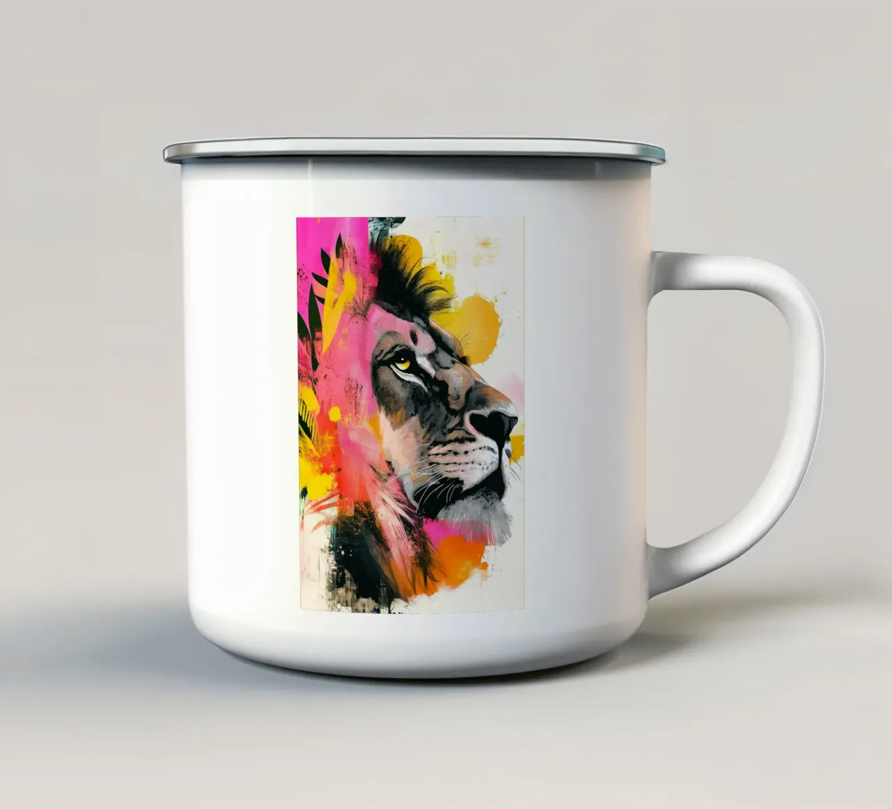 Leone animale d'arte tazza in smalto da Justyna Jaszke JBJart