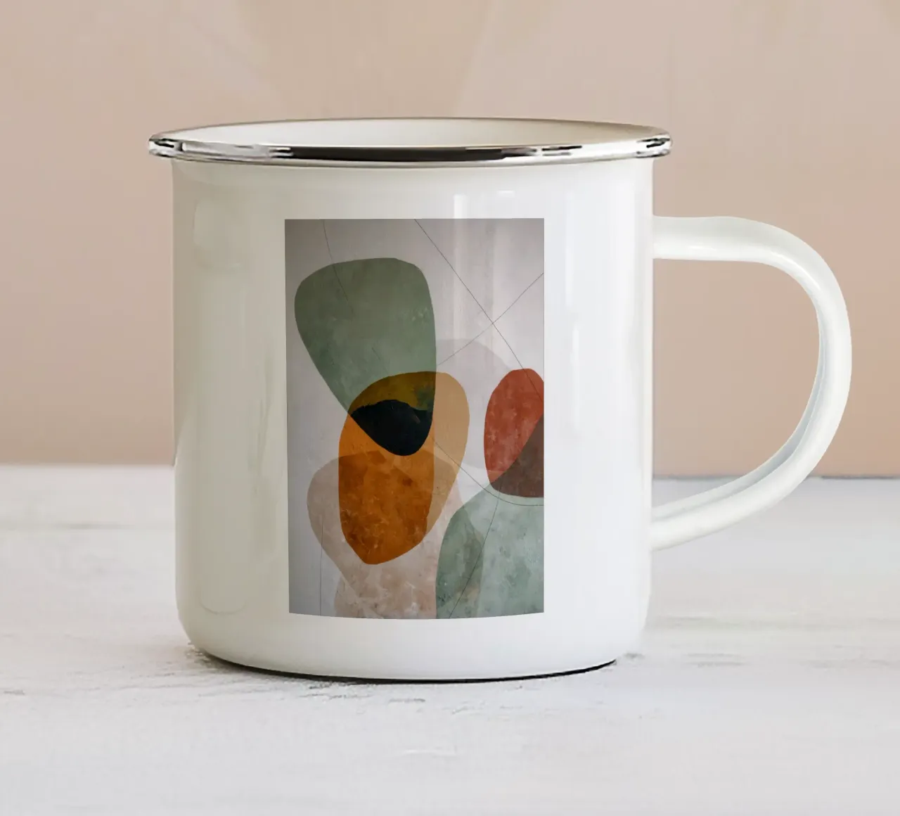 Decorazioni murali astratte dalle forme organiche moderne tazza in smalto da Artbyvo