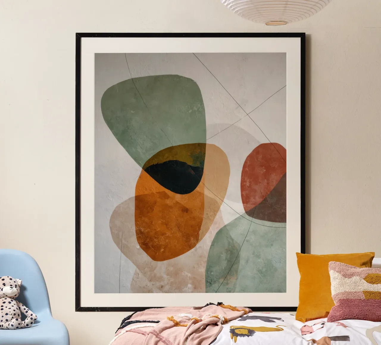 Décoration murale abstraite moderne aux formes organiques hahnemühle de Artbyvo