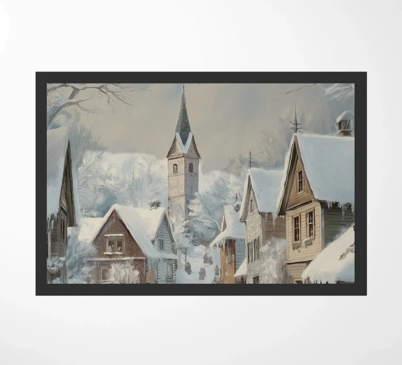 Idilliaco villaggio innevato - Scena invernale in chiesa zerbino da ClubArt
