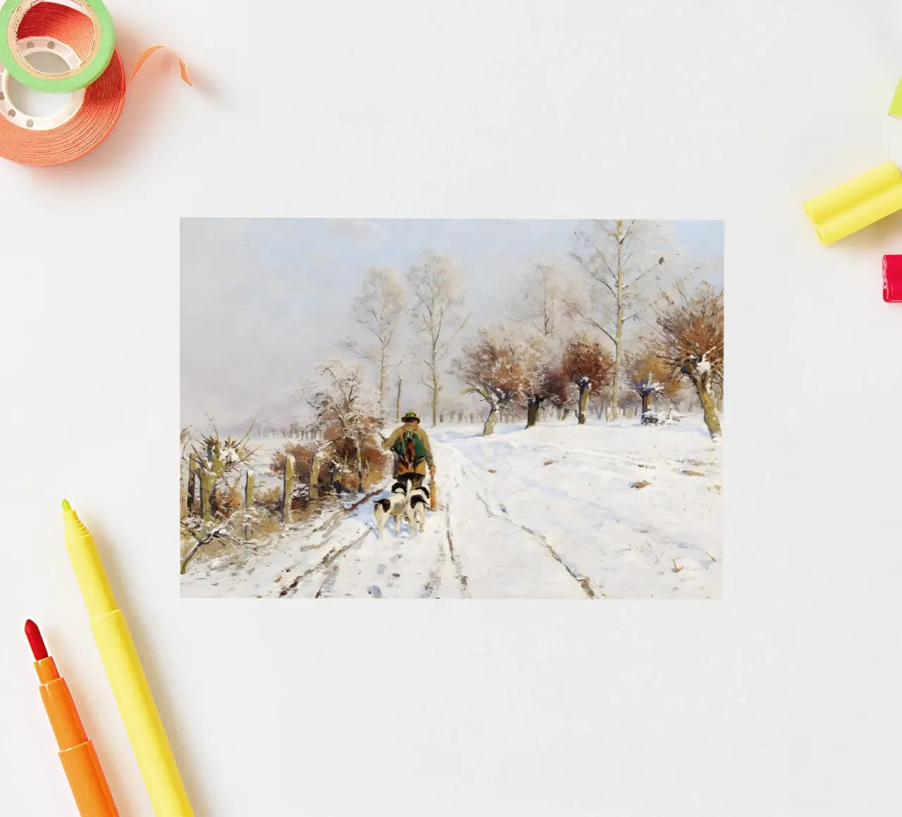 Hunter & Hounds - Verschneite Winterlandschaft Kunst Sticker von ClubArt