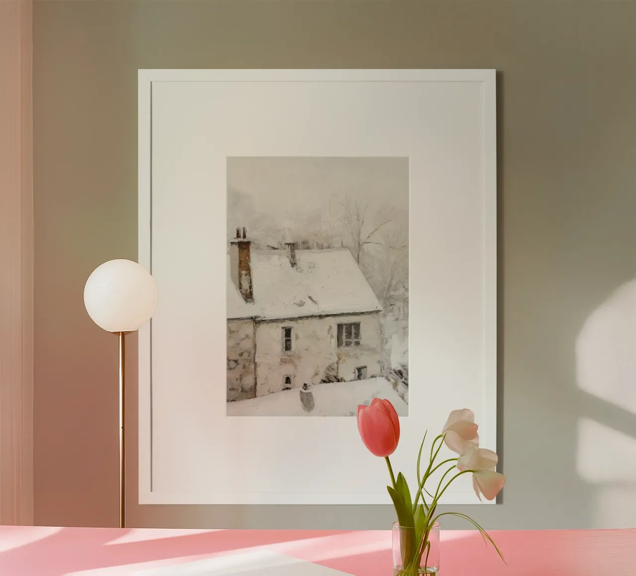 Gemütliches, schneebedecktes Haus - Rustikale Winter Home Art Poster von ClubArt