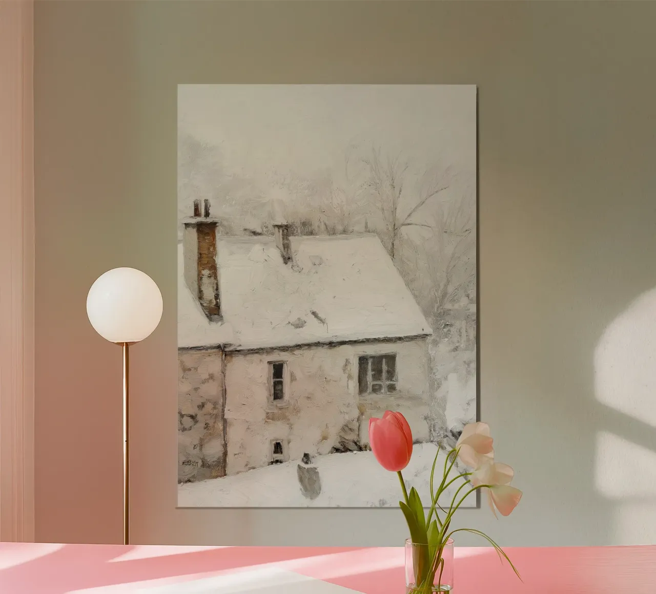 Gemütliches, schneebedecktes Haus - Rustikale Winter Home Art Poster von ClubArt